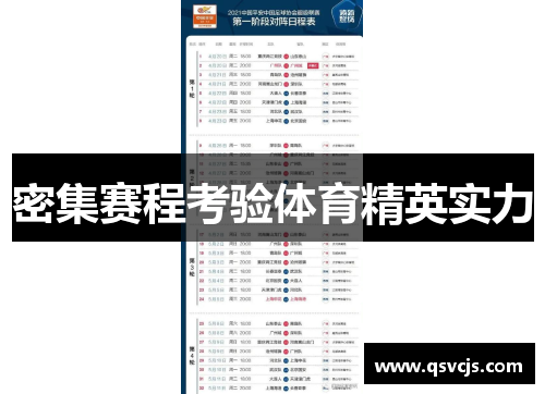 密集赛程考验体育精英实力